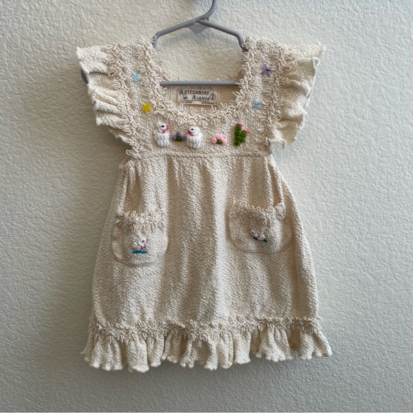 Artesania Other - Artesanias Alania Hand-embroidered Peruvian Cotton Knit Dress 2T
